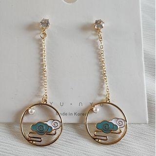 Rhinestone / Cloud Faux Pearl Dangle Earring
