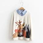 Mock Two-piece Animal Print Sweatshirt