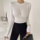 Shirred Seam-trim Cropped Top