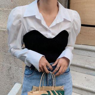 Mock Two-piece Paneled Blouse
