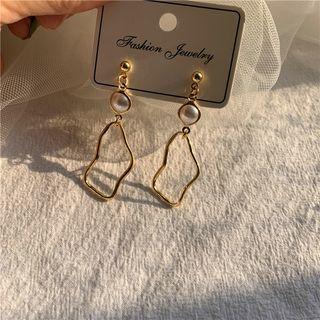 Faux Pearl Irregular Alloy Hoop Dangle Earring