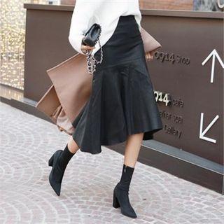 Dip-back Coated Midi Mermaid Skirt
