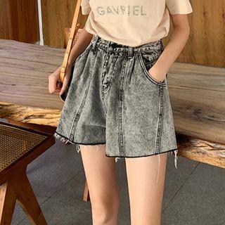 High-waist Wide Leg A-line Denim Shorts