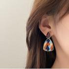 Color Block Drop Earring 1 Pair - Brown & Light Blue & Navy Blue - One Size