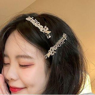 Lettering Hair Clip 1 Pair - Silver - One Size