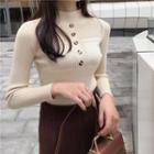 Ribbed Button Knit Top