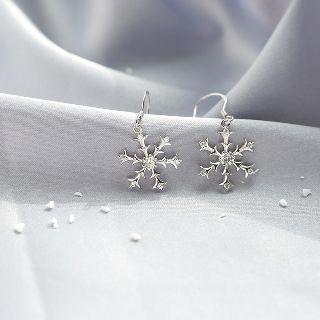 Sterling Silver Cz Snowflake Drop Earrings