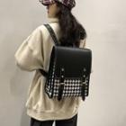 Houndstooth Faux Leather Backpack