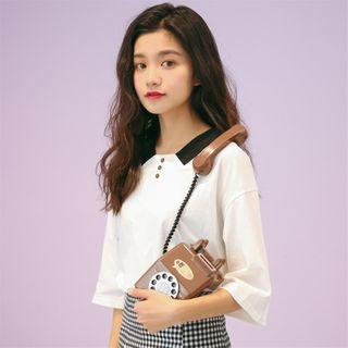 Polo Collar Colour-block Short-sleeved Top