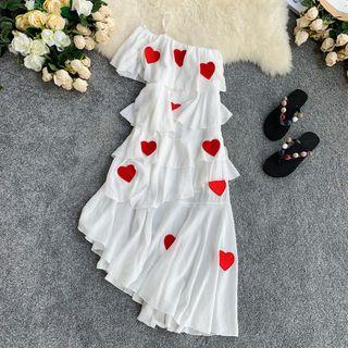 Single-shoulder Midi Layered Dress