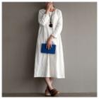Long-sleeve Linen-blend Dress