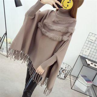 Turtleneck Cape-sleeve Sweater