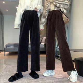 Chenille Elastic-waist Straight-cut Pants