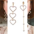 Non-matching 925 Sterling Silver Rhinestone Heart Dangle Earring White Faux Pearl & Heart - Silver - One Size