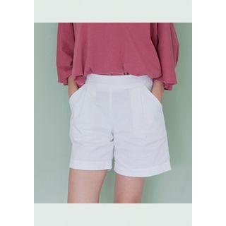Elasticized Waist Cuff-hem Shorts