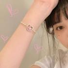 Peach Faux Pearl Bracelet D1411-1 - White - One Size