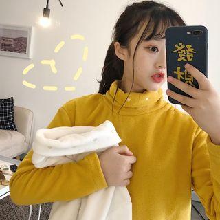 Heart Embroidered Turtleneck Pullover