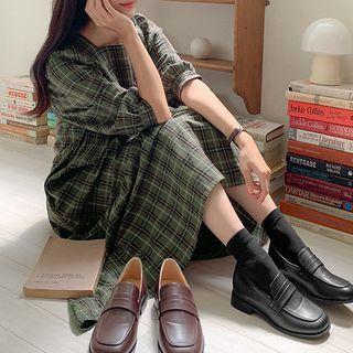 Plus Size Ruffle-hem Plaid Dress