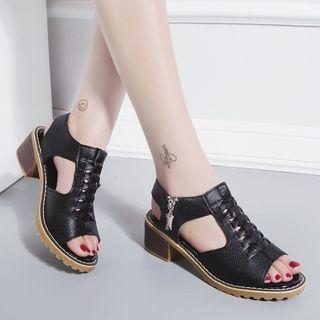 Cut-out Chunky-heel Gladiator Sandals