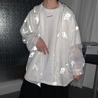 Hooded Butterfly Print Shirt