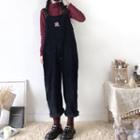 Bear Embroidered Corduroy Jumper Pants