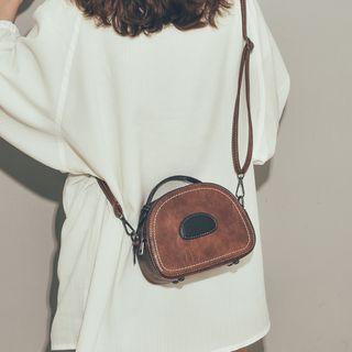 Faux Leather Contrast Stitching Shoulder Bag