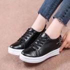 Faux Leather Hidden Wedge Sneakers