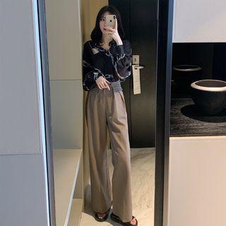 Printed Shirt / Wide Leg Dress Pants