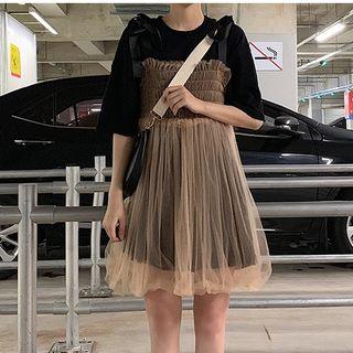 Strappy A-line Dress / Short-sleeve T-shirt Dress