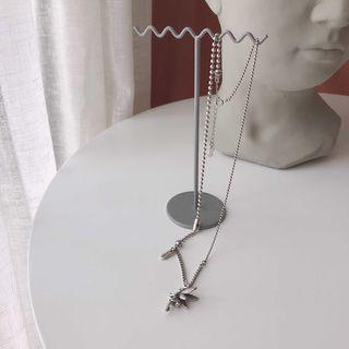 925 Sterling Silver Angel Necklace Xl0618 - Silver - One Size