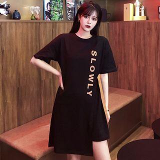 Short-sleeve Letter Mini T-shirt Dress