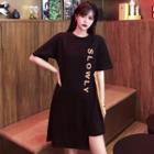 Short-sleeve Letter Mini T-shirt Dress
