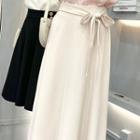 High Waist Midi A-line Skirt / V-neck Blouse