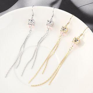 Rhinestone Pig Fringed Earring