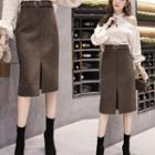 Woolen Midi Pencil Skirt