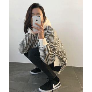 Drop-shoulder Stripe Hoodie