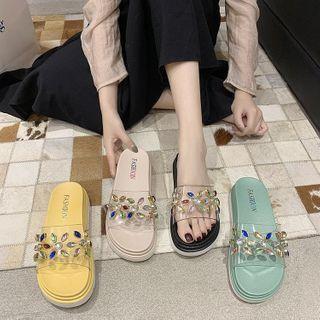 Embellished Pvc Slide Sandals