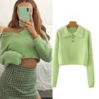 Fluffy Polo Sweater Green - One Size