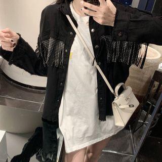 Rhinestone Fringed Trim Shirt