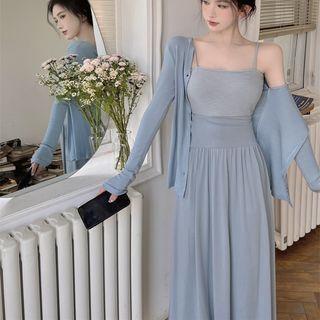 Camisole Top / Midi A-line Skirt / Cardigan
