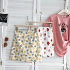 High-waist Fruit Print Mini A-line Skirt