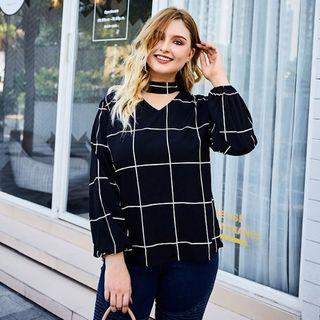 Long-sleeve Checker Top