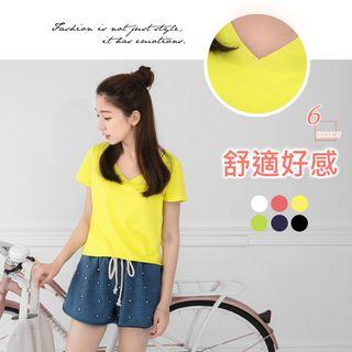 Short-sleeve V-neck Bamboo Cotton Tee