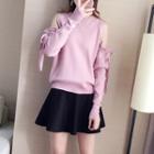 Set: Cold Shoulder Knit Top + Skirt