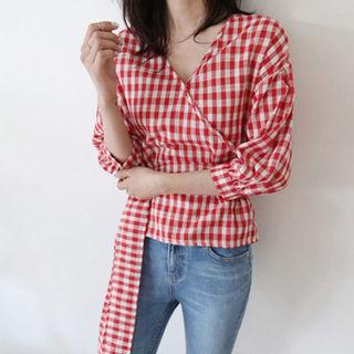 Tie-waist Gingham Top