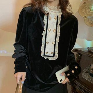 Velvet Double Breasted Blouse