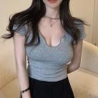 Cap-sleeve Notched Top