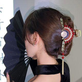 Traditional Chinese Hair Claw 1pc - Gold & Red & Green - One Size