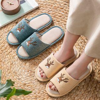 Deer Embroidered Slippers