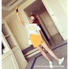 Set: Lettering Short-sleeve T-shirt + Mini Skirt